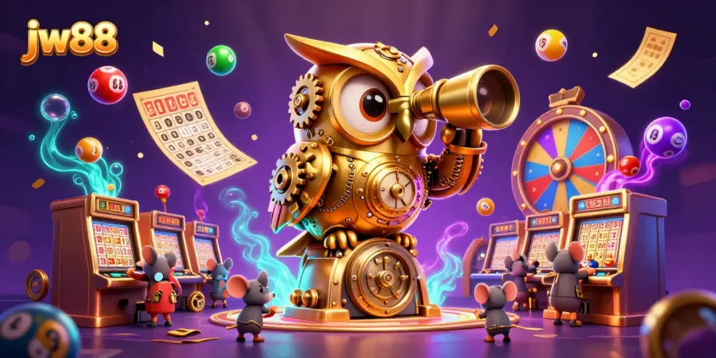 Engage in thrilling gameplay at jw88 with unique 3D characters in a vibrant casino setting.