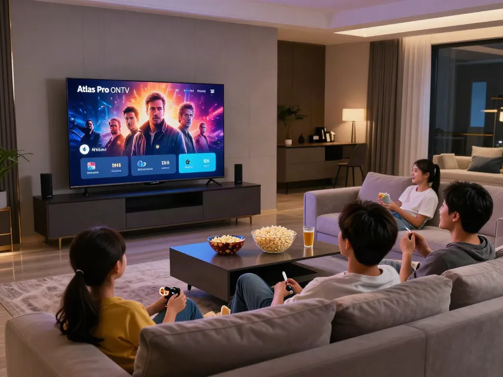 Télécharger l'application atlas pro ontv pour profiter d'une soirée cinéma à la maison avec une famille détendue.