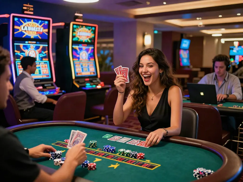 Exciting online gaming moment at Joka Casino showcasing players celebrating wins and engaging with vibrant games.