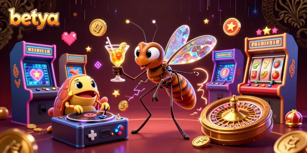 Experience thrilling gaming at betya with dynamic 3D casino characters and vibrant gaming elements.